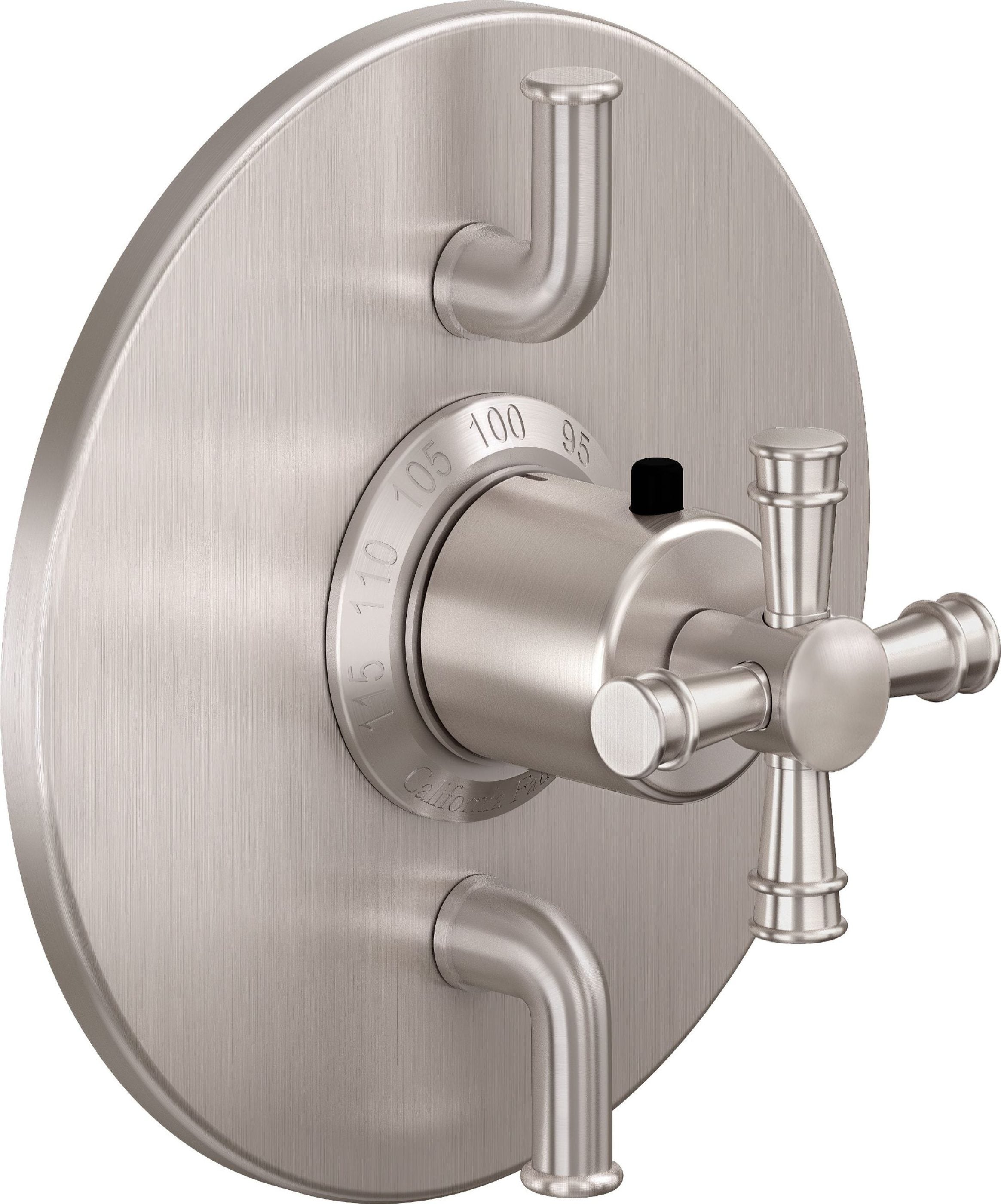 California Faucets Trousdale StyleTherm con Control de Volumen Doble - Placa Redonda - Níquel Satinado