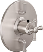 California Faucets Trousdale StyleTherm con Control de Volumen Doble - Placa Redonda - Níquel Satinado