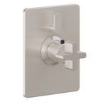 California Faucets San Elijo StyleTherm con Control de Volumen Individual - Placa Rectangular - Base Cuadrada - Níquel Satinado