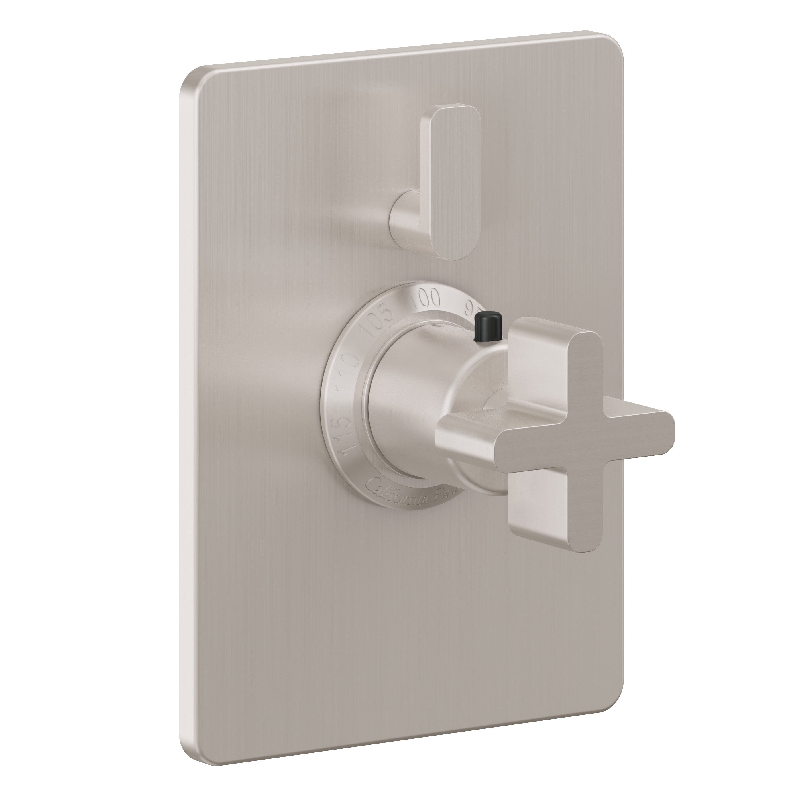 California Faucets San Elijo StyleTherm con Control de Volumen Individual - Placa Rectangular - Base Cuadrada - Níquel Satinado