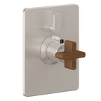 California Faucets San Elijo StyleTherm con Control de Volumen Individual - Placa Rectangular - Base Cuadrada - Níquel Satinado