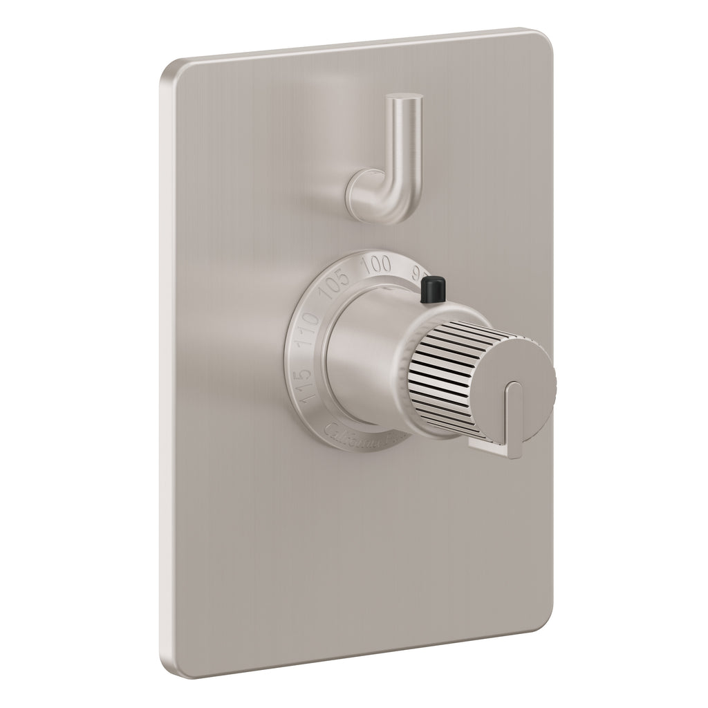 California Faucets Jalama StyleTherm con Control de Volumen Individual - Placa Rectangular - Níquel Satinado