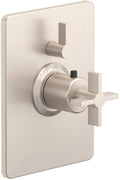 California Faucets Cayucos StyleTherm con Control de Volumen Individual - Manija de Cruz - Níquel Satinado