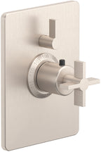 California Faucets Cayucos StyleTherm con Control de Volumen Individual - Manija de Cruz - Níquel Satinado