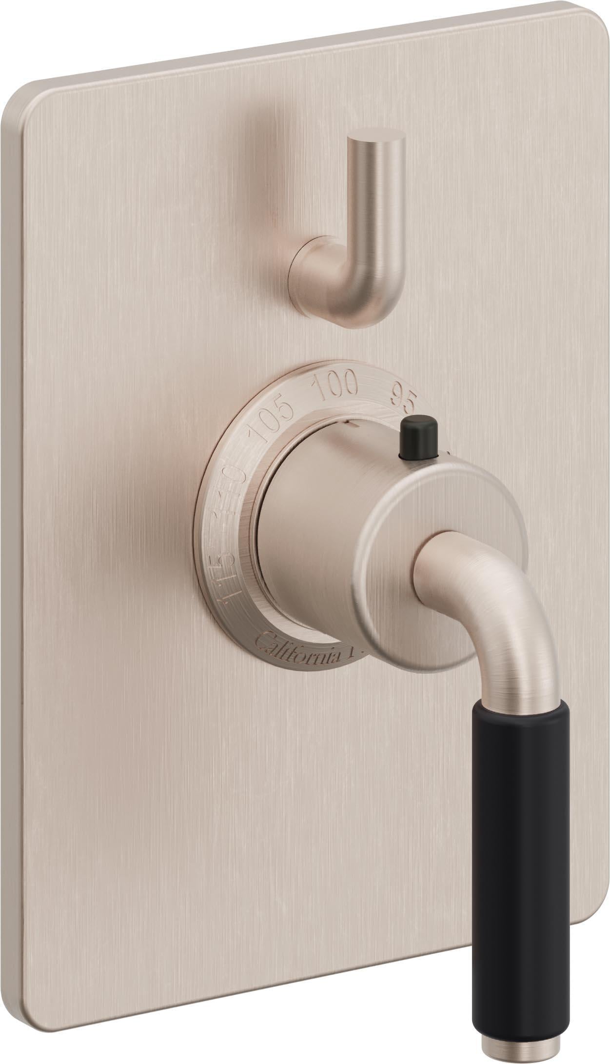 California Faucets Cayucos StyleTherm con Control de Volumen Individual - Palanca Art Deco - Níquel Satinado