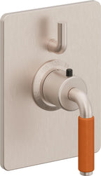 California Faucets Cayucos StyleTherm con Control de Volumen Individual - Palanca de Porcelana Naranja - Níquel Satinado