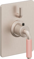 California Faucets Cayucos StyleTherm con Control de Volumen Individual - Palanca de Porcelana Rosa - Níquel Satinado
