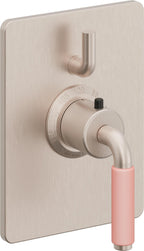 California Faucets Cayucos StyleTherm con Control de Volumen Individual - Palanca de Porcelana Rosa - Níquel Satinado