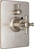 California Faucets Miramar StyleTherm con Control de Volumen Individual - Placa Rectangular, Manija de Cruz