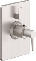 California Faucets D Street StyleTherm con Control de Volumen Individual - Placa Rectangular - Palanca Plana - Níquel Satinado