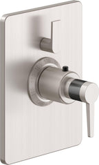 California Faucets D Street StyleTherm con Control de Volumen Individual - Placa Rectangular - Palanca Plana - Níquel Satinado