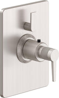 California Faucets D Street StyleTherm con Control de Volumen Individual - Placa Rectangular - Palanca Plana - Níquel Satinado