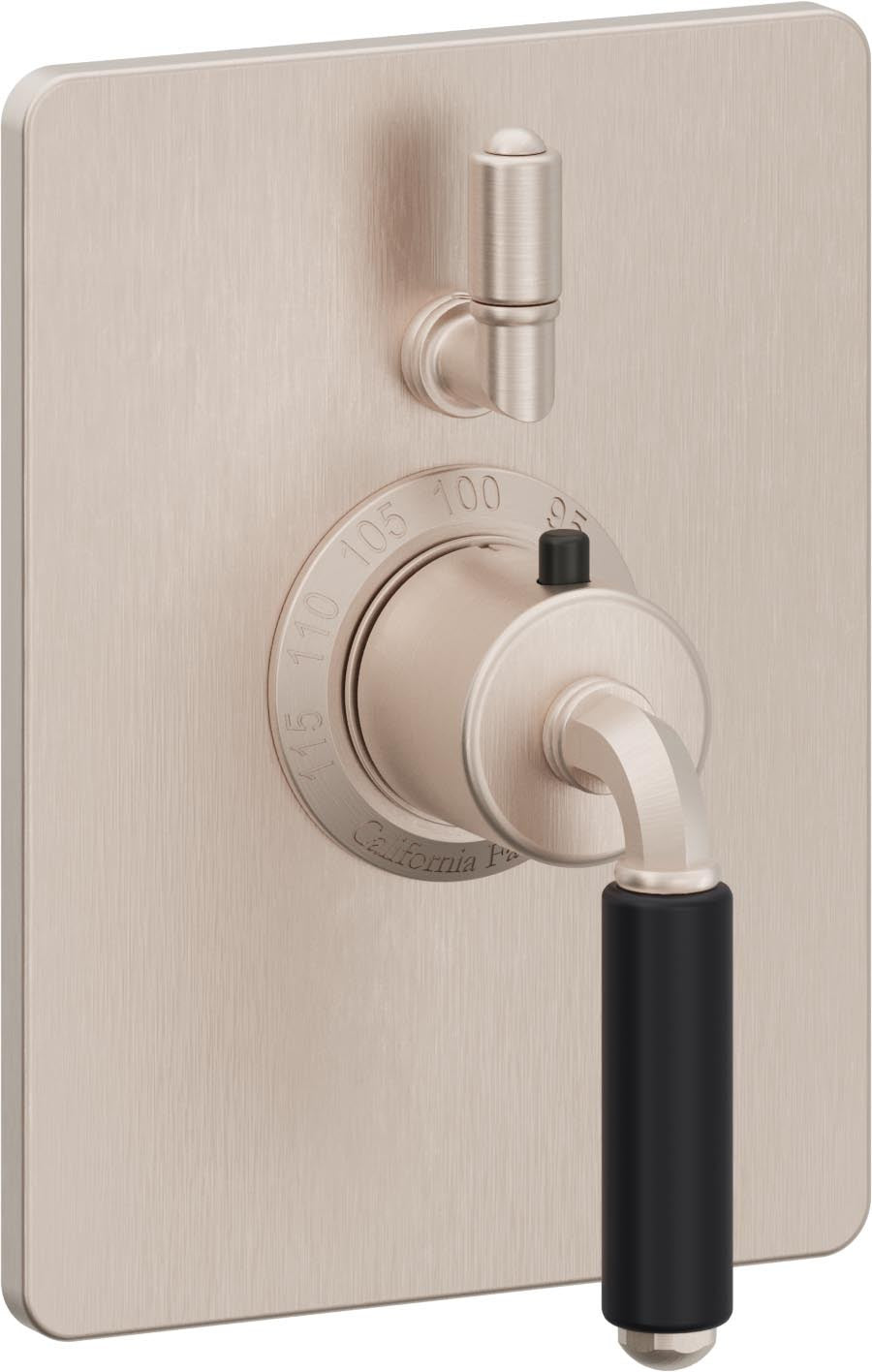 California Faucets Del Mar StyleTherm con Control de Volumen Individual - Palanca Art Deco - Níquel Satinado