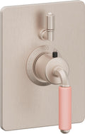California Faucets Del Mar StyleTherm con Control de Volumen Individual - Palanca de Porcelana Rosa - Níquel Satinado