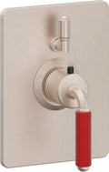 California Faucets Del Mar StyleTherm con Control de Volumen Individual - Palanca Roja - Níquel Satinado