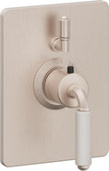 California Faucets Del Mar StyleTherm con Control de Volumen Individual - Palanca de Porcelana Blanca - Níquel Satinado