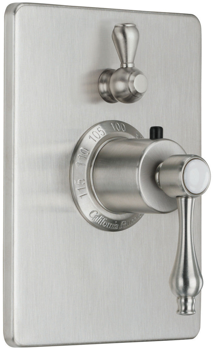 California Faucets Salinas StyleTherm con Control de Volumen Individual - Placa Rectangular - Níquel Satinado