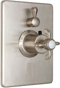California Faucets Salinas StyleTherm con Control de Volumen Individual - Placa Rectangular - Níquel Satinado