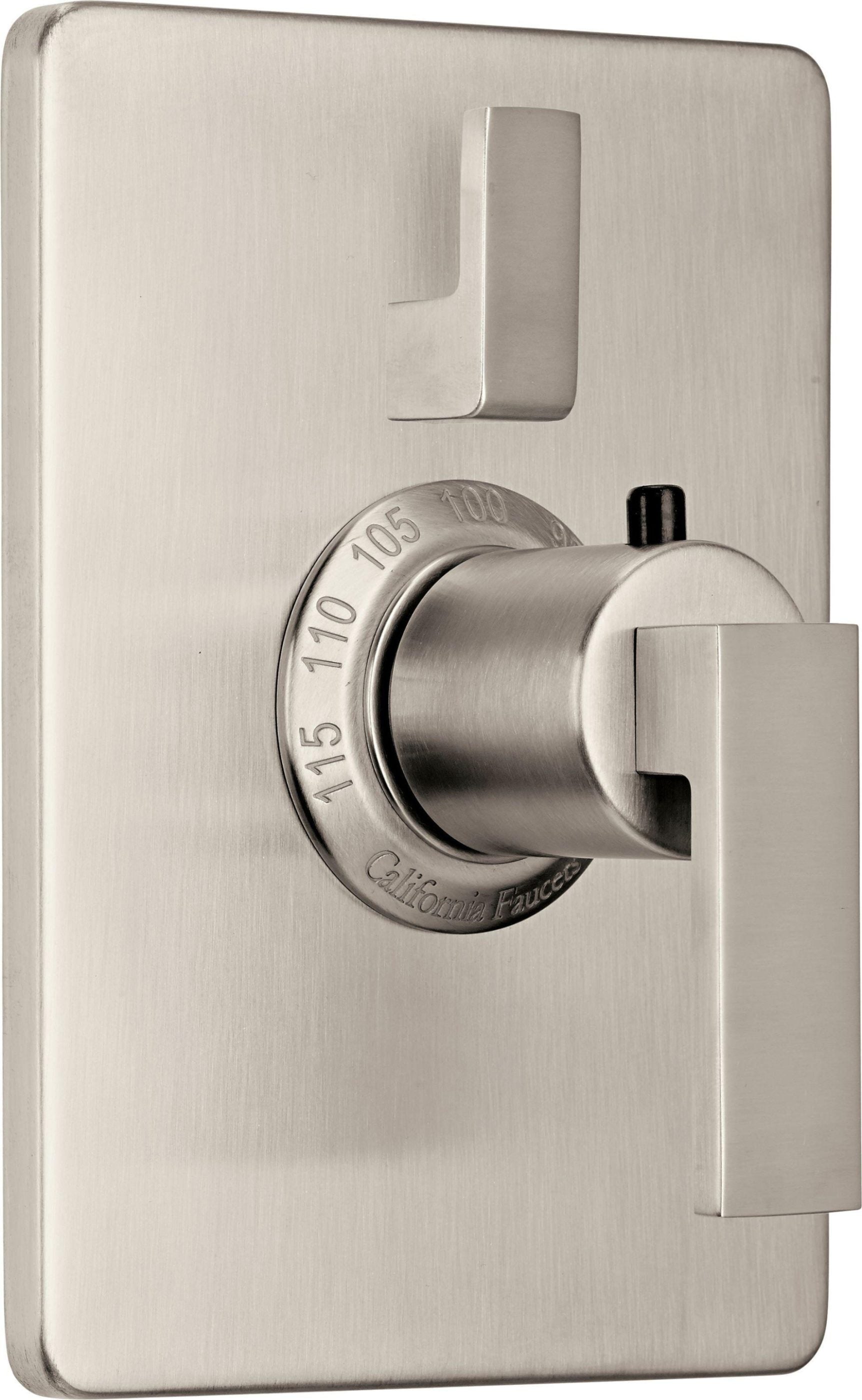 California Faucets Morro Bay StyleTherm con Control de Volumen Individual - Placa Rectangular - Níquel Satinado