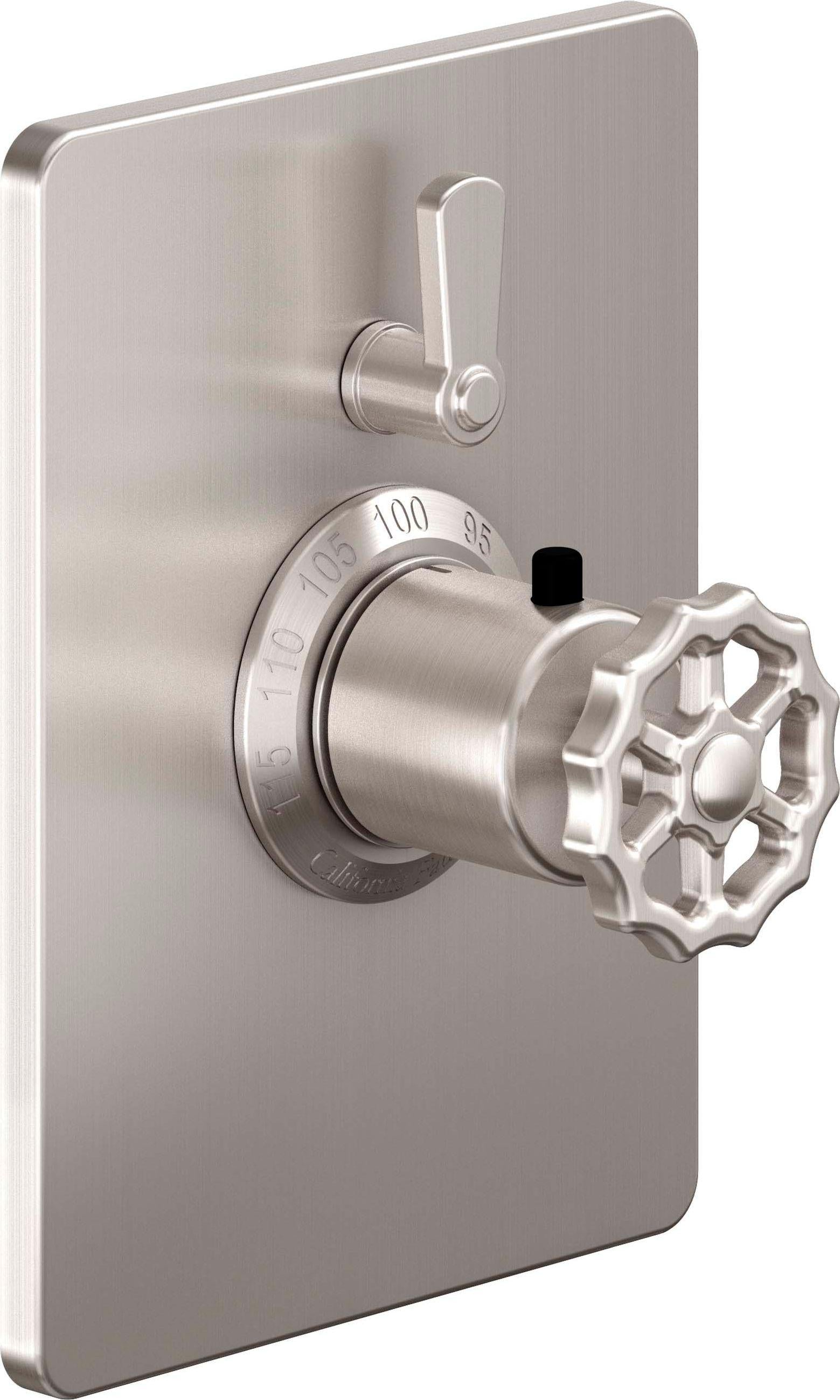 California Faucets Descanso Works StyleTherm con Control de Volumen Individual - Placa Rectangular - Níquel Satinado