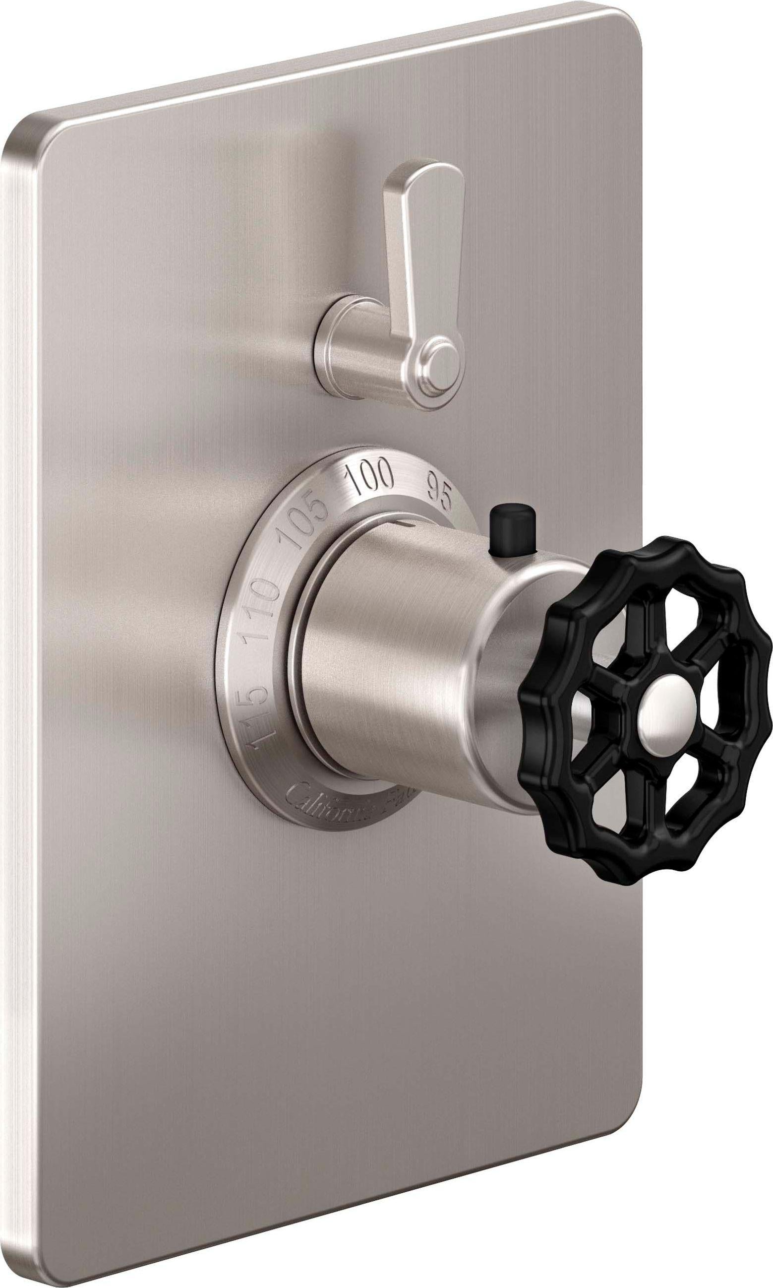 California Faucets Descanso Works StyleTherm con Control de Volumen Individual - Placa Rectangular - Níquel Satinado