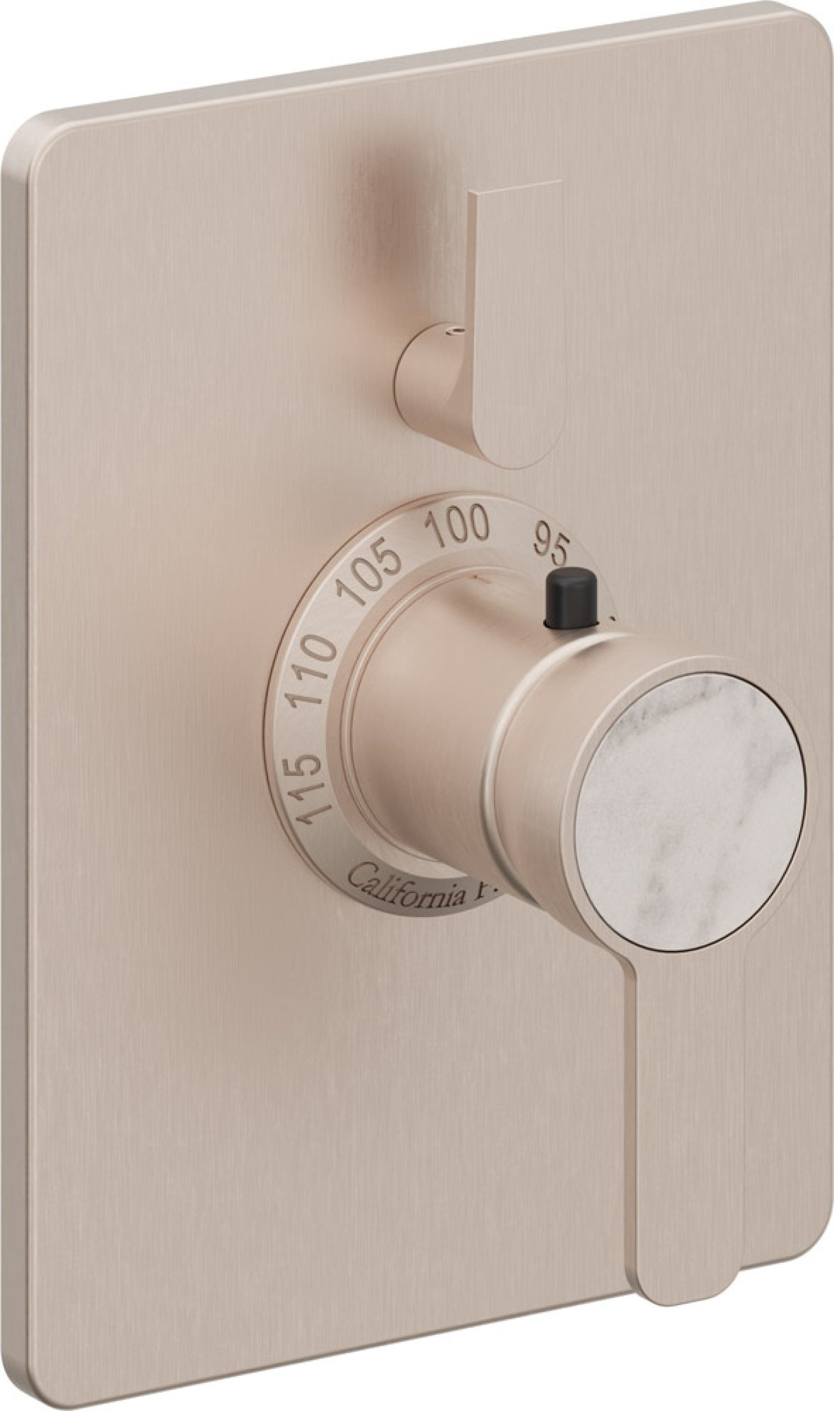 California Faucets Capitola StyleTherm con Control de Volumen Individual - Placa Rectangular - Níquel Satinado