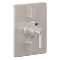 California Faucets San Elijo StyleTherm con Control de Volumen Doble - Placa Rectangular - Base Cuadrada - Níquel Satinado