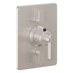 California Faucets San Elijo StyleTherm con Control de Volumen Doble - Placa Rectangular - Base Cuadrada - Níquel Satinado