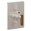 California Faucets San Elijo StyleTherm con Control de Volumen Doble - Placa Rectangular - Base Cuadrada - Níquel Satinado