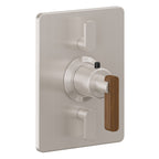 California Faucets San Elijo StyleTherm con Control de Volumen Doble - Placa Rectangular - Base Cuadrada - Níquel Satinado
