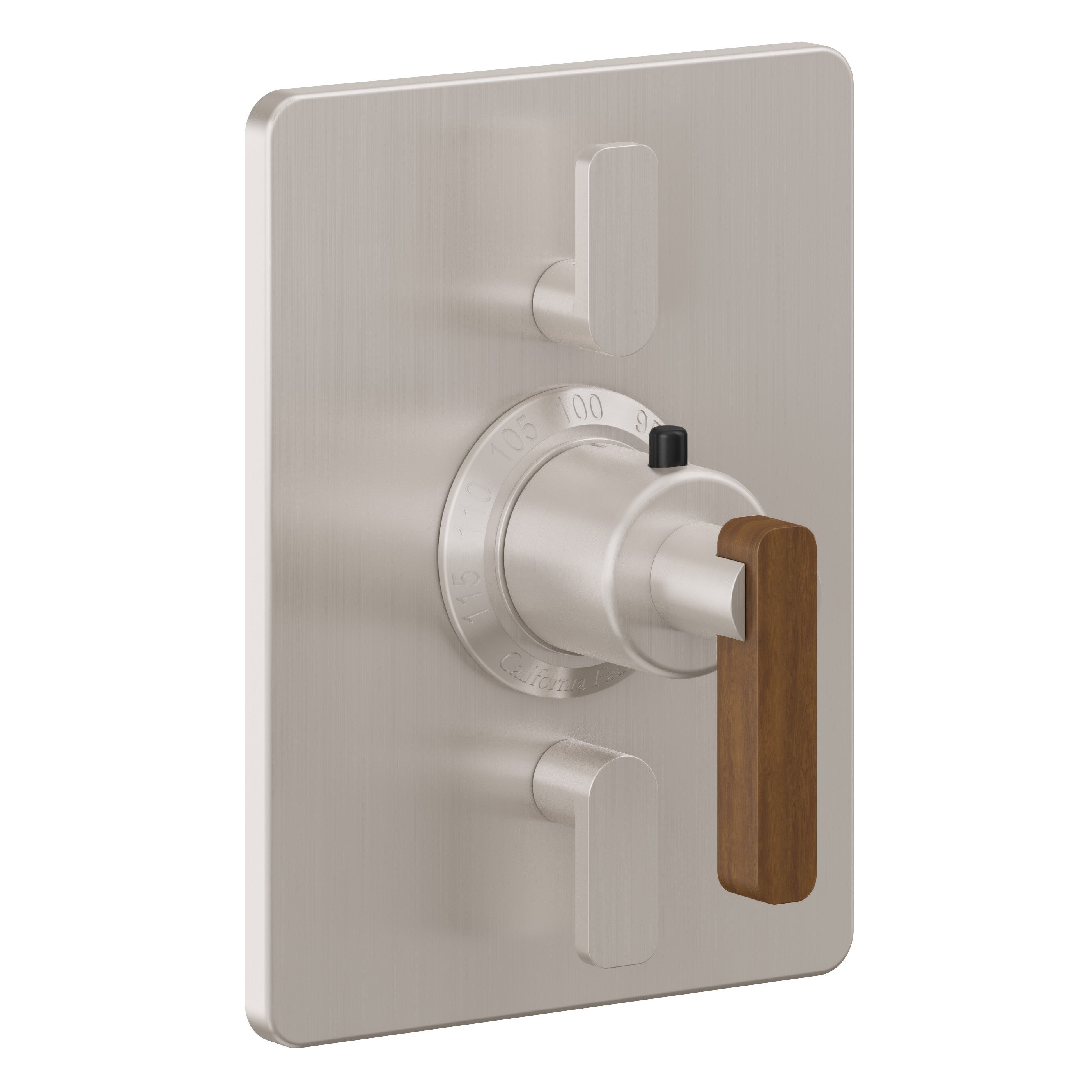 California Faucets San Elijo StyleTherm con Control de Volumen Doble - Placa Rectangular - Base Cuadrada - Níquel Satinado