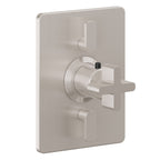 California Faucets San Elijo StyleTherm con Control de Volumen Doble - Placa Rectangular - Base Cuadrada - Níquel Satinado