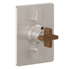 California Faucets San Elijo StyleTherm con Control de Volumen Doble - Placa Rectangular - Base Cuadrada - Níquel Satinado