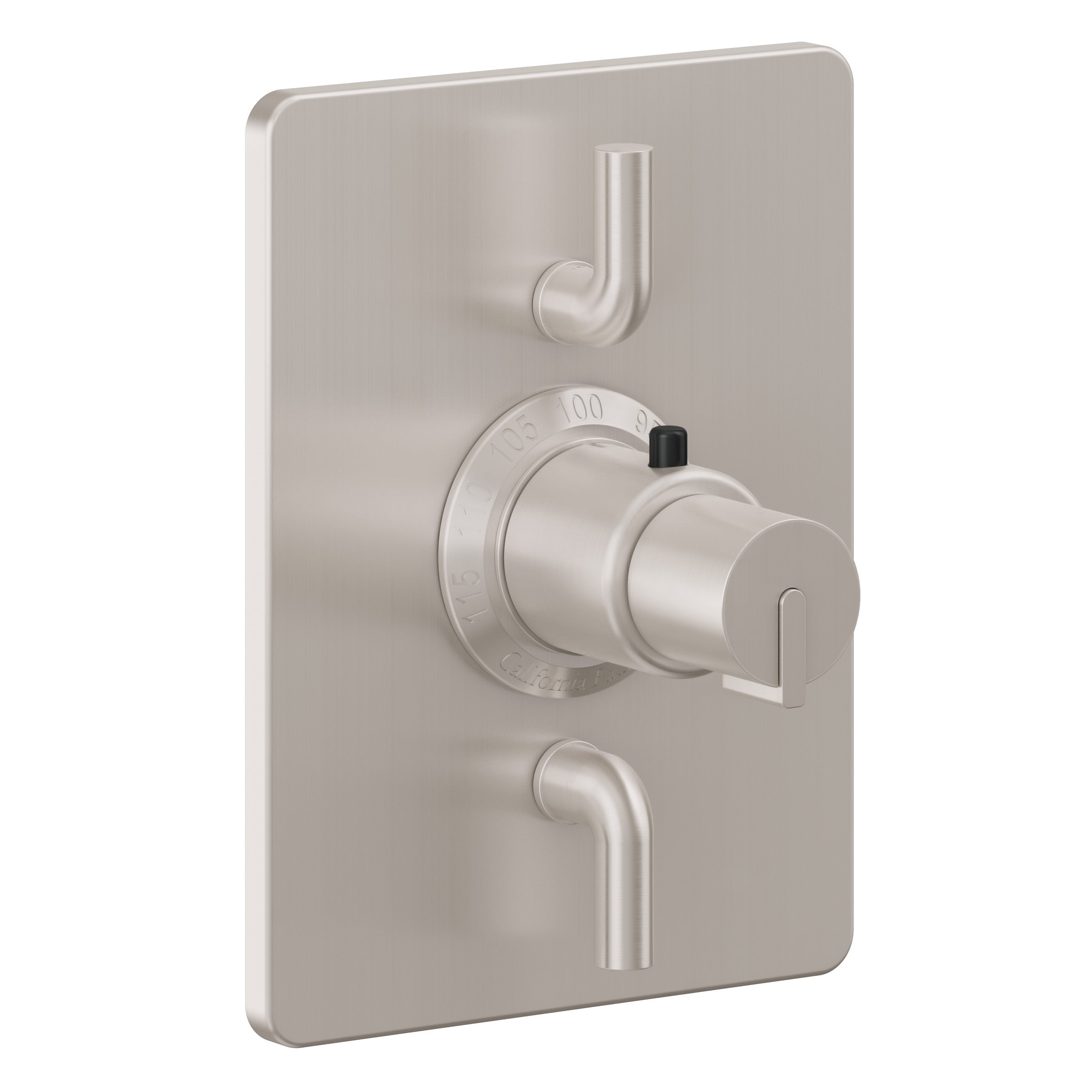 California Faucets Jalama StyleTherm con Control de Volumen Doble - Placa Rectangular - Níquel Satinado