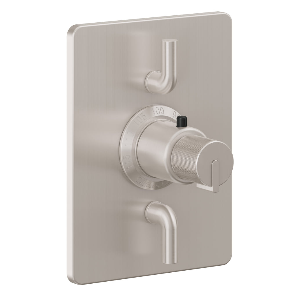 California Faucets Jalama StyleTherm con Control de Volumen Doble - Placa Rectangular - Níquel Satinado