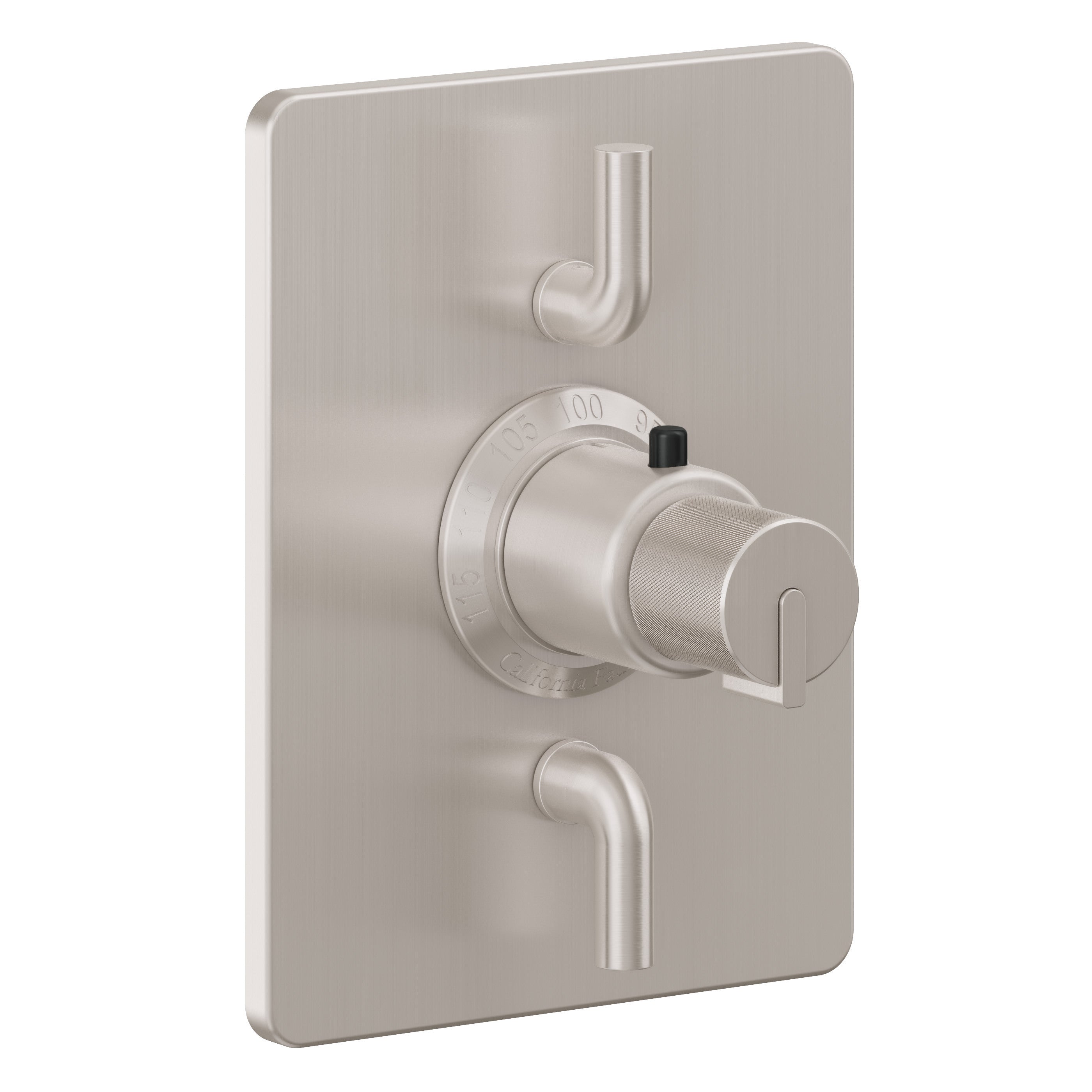 California Faucets Jalama StyleTherm con Control de Volumen Doble - Placa Rectangular - Níquel Satinado