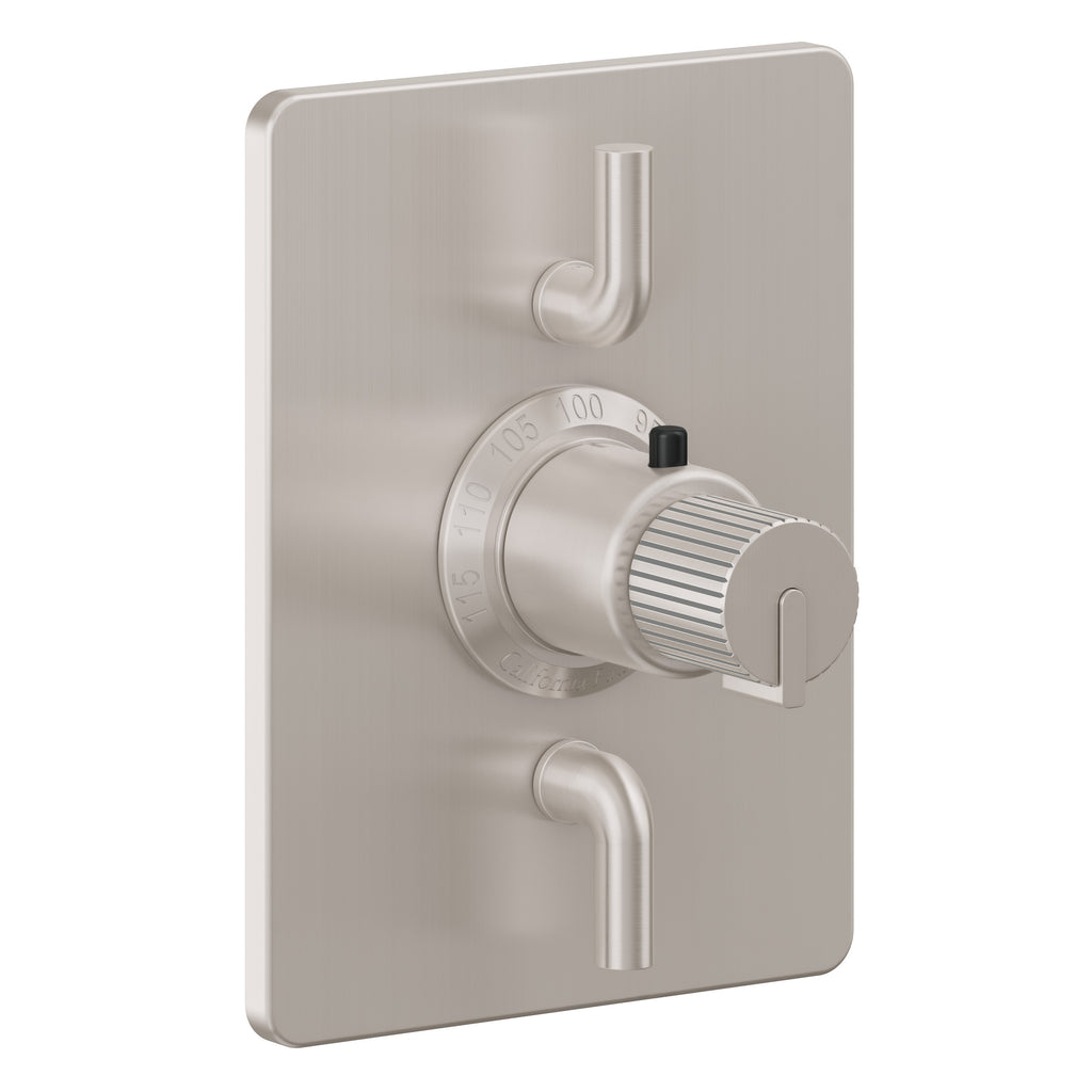 California Faucets Jalama StyleTherm con Control de Volumen Doble - Placa Rectangular - Níquel Satinado