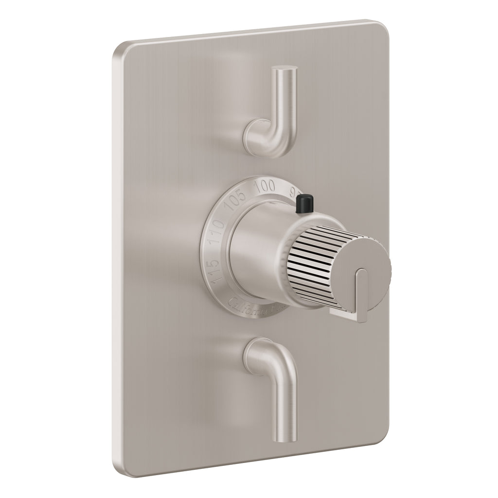 California Faucets Jalama StyleTherm con Control de Volumen Doble - Placa Rectangular - Níquel Satinado