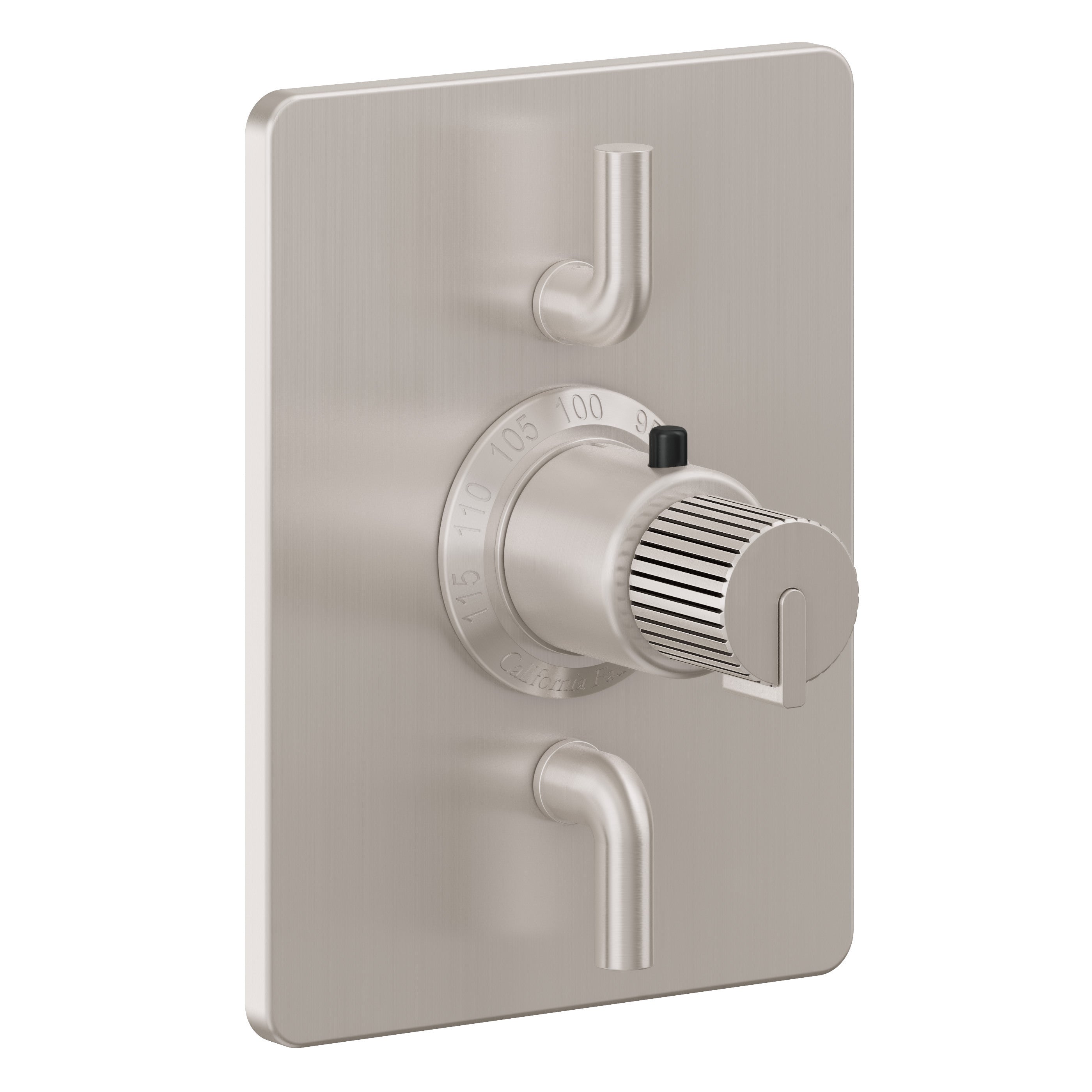 California Faucets Jalama StyleTherm con Control de Volumen Doble - Placa Rectangular - Níquel Satinado