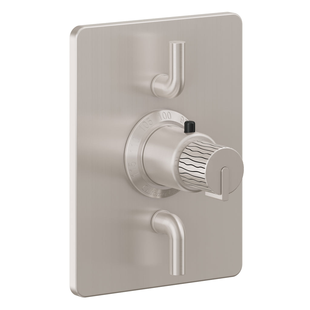 California Faucets Jalama StyleTherm con Control de Volumen Doble - Placa Rectangular - Níquel Satinado
