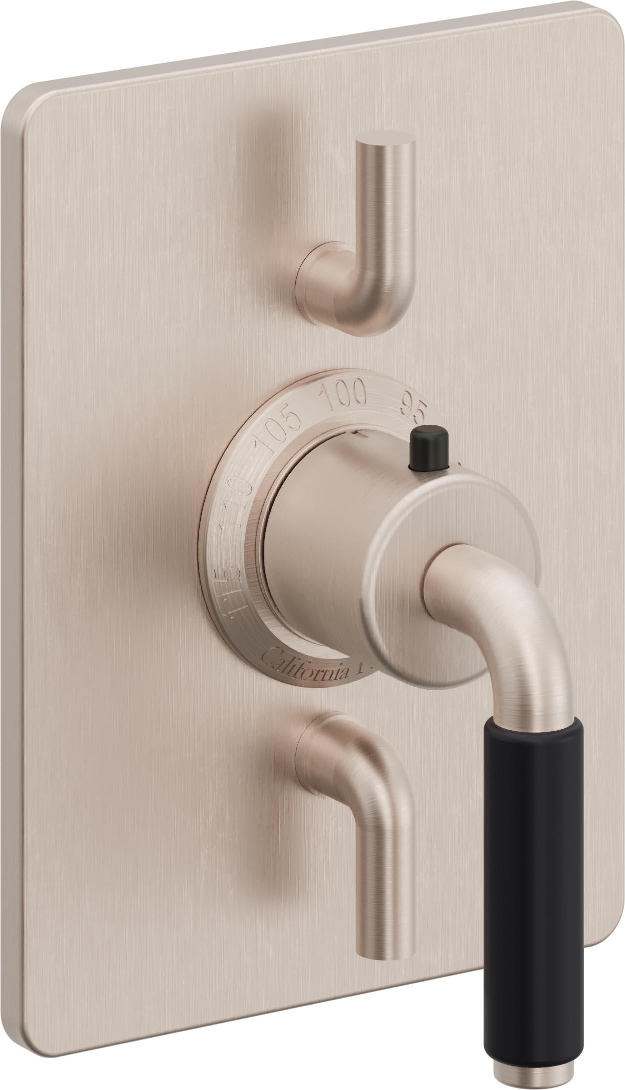 California Faucets Cayucos StyleTherm con Control de Volumen Doble - Palanca Art Deco - Níquel Satinado