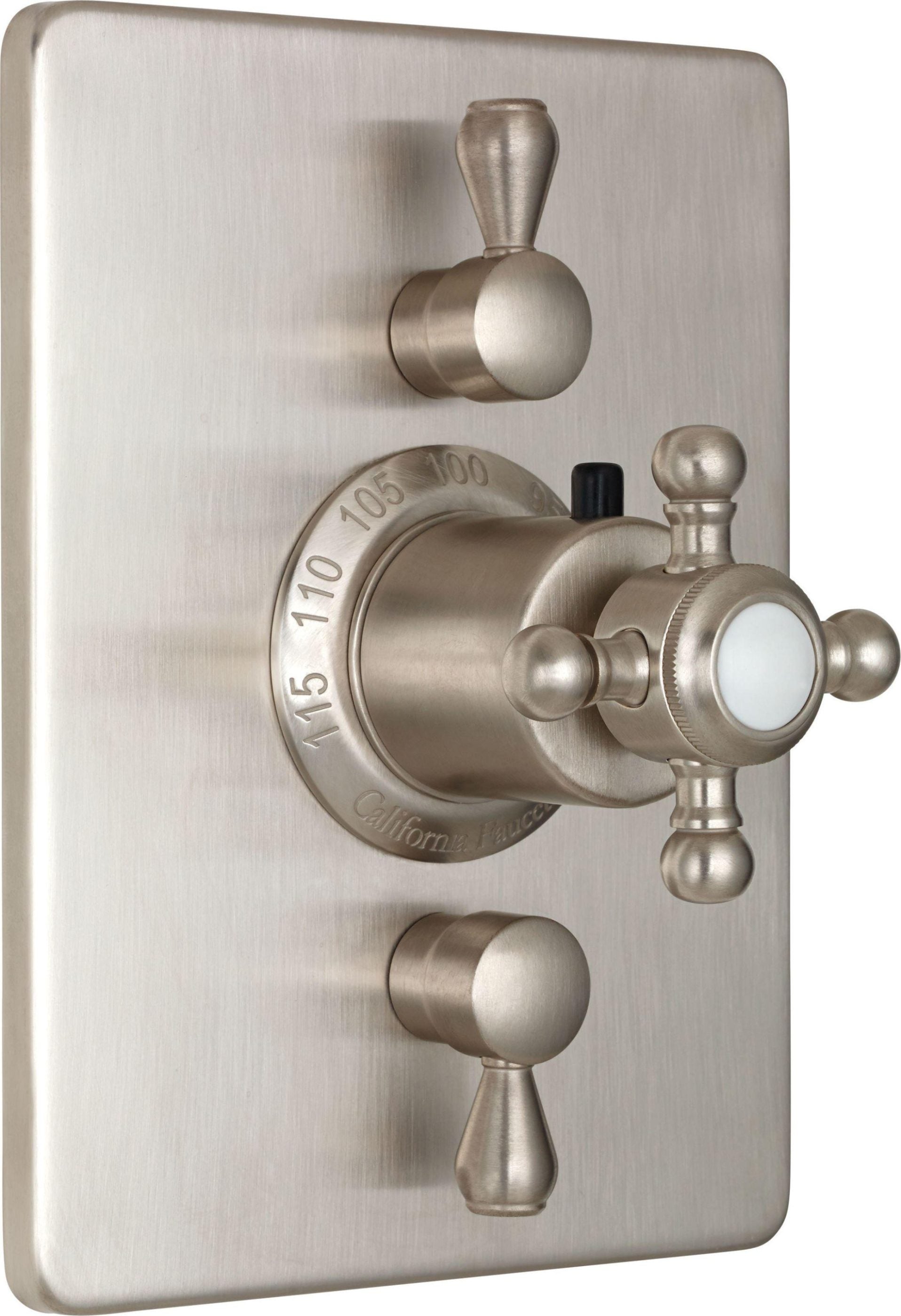 California Faucets Monterey StyleTherm con Control de Volumen Doble - Placa Rectangular