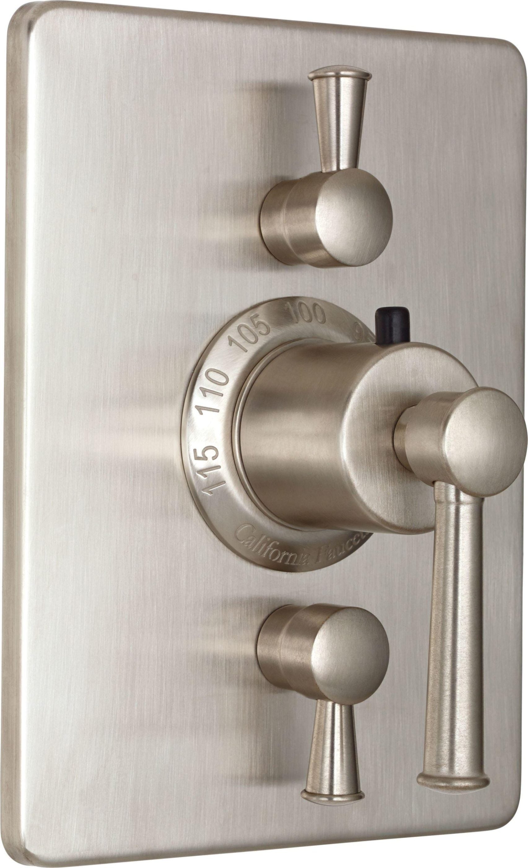 California Faucets Miramar StyleTherm con Control de Volumen Dual - Placa Rectangular, Manija de Palanca