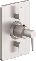 California Faucets D Street StyleTherm con Control de Volumen Doble - Placa Rectangular - Palanca Plana - Níquel Satinado