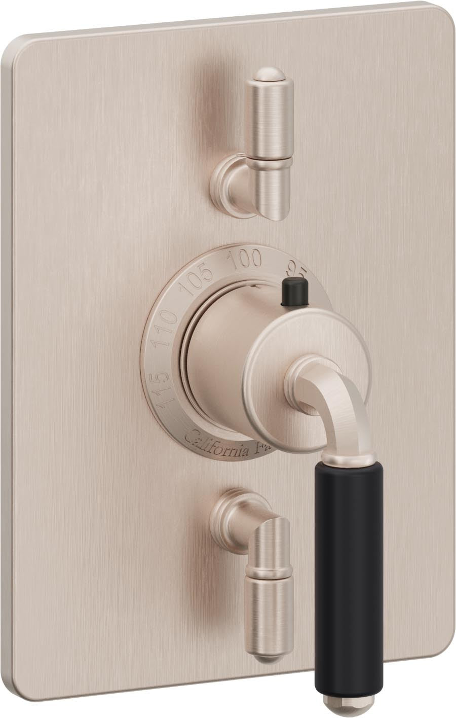 California Faucets Del Mar StyleTherm con Control de Volumen Doble - Palanca Art Deco - Níquel Satinado