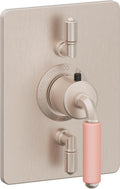 California Faucets Del Mar StyleTherm con Control de Volumen Doble - Palanca de Porcelana Rosa - Níquel Satinado