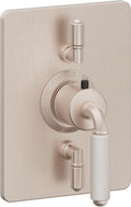 California Faucets Del Mar StyleTherm con Control de Volumen Doble - Palanca de Porcelana Blanca - Níquel Satinado