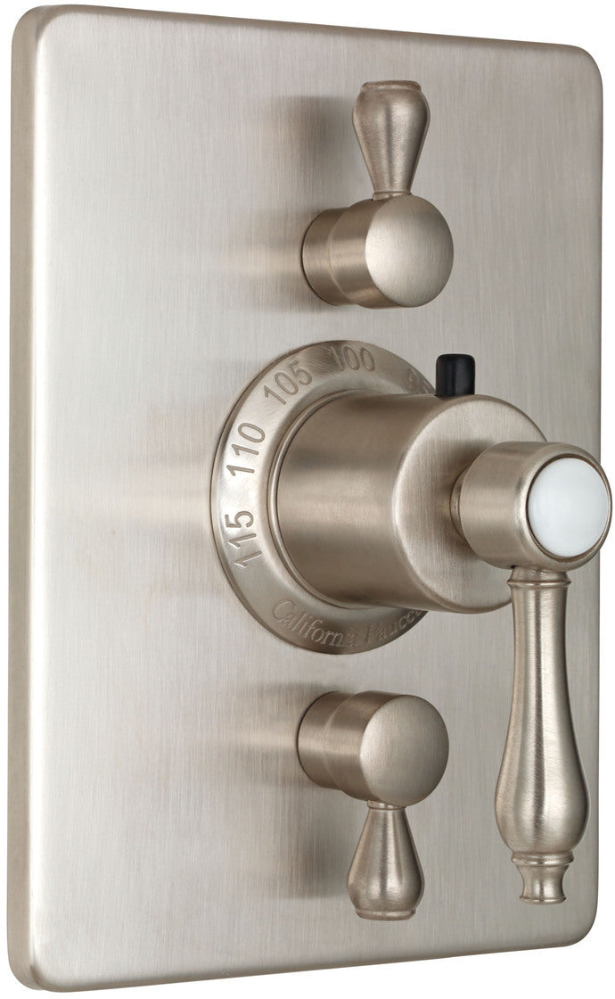 California Faucets Salinas StyleTherm con Control de Volumen Doble - Placa Rectangular - Níquel Satinado