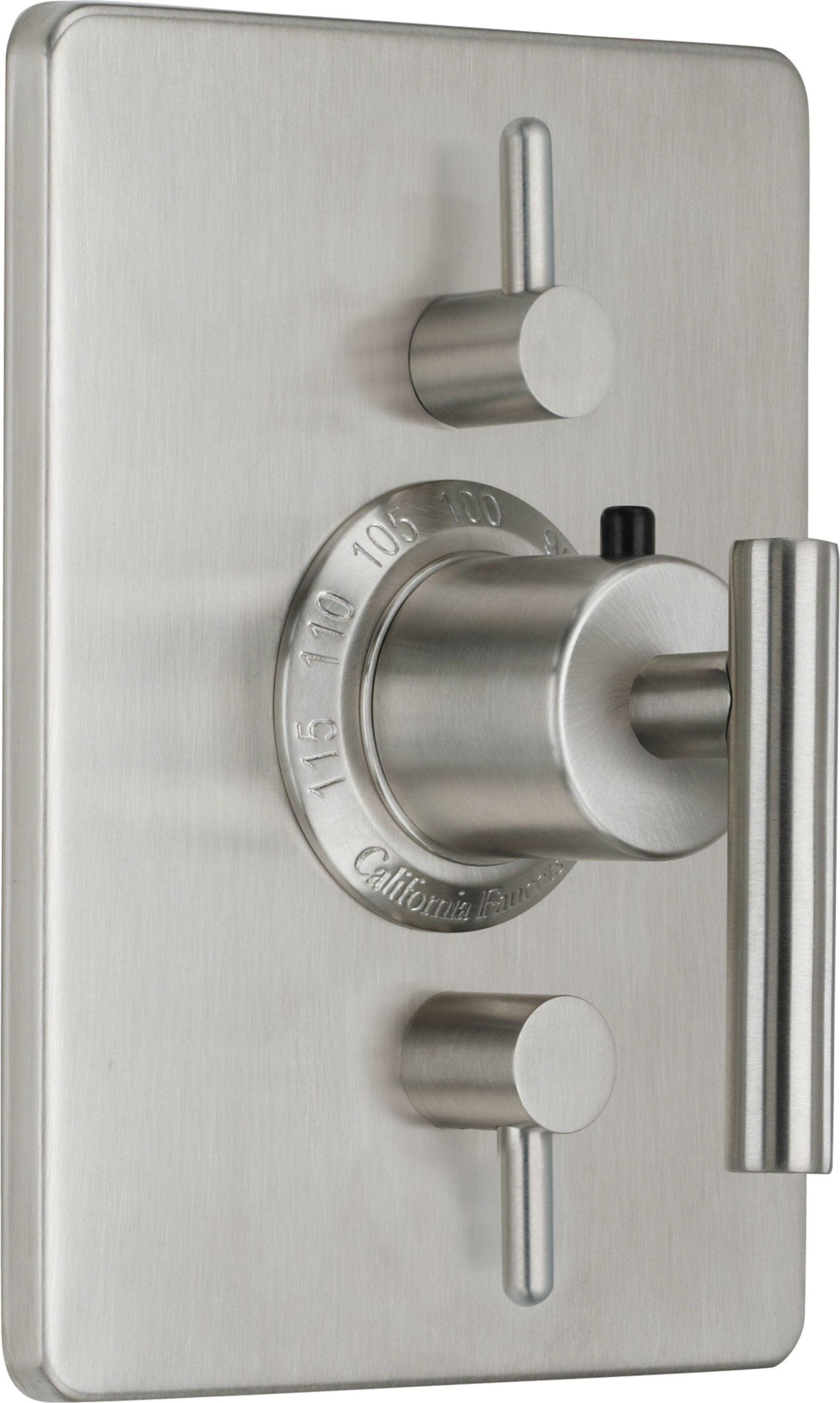 California Faucets Tiburon StyleTherm con Control de Doble Volumen - Manija de Palanca - Níquel Satinado