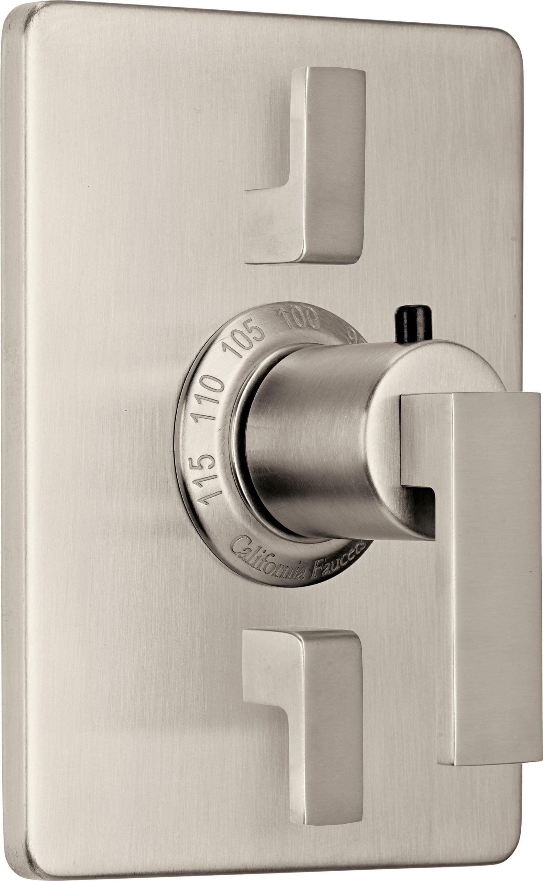 California Faucets Morro Bay StyleTherm con Control de Volumen Doble - Placa Rectangular - Níquel Satinado